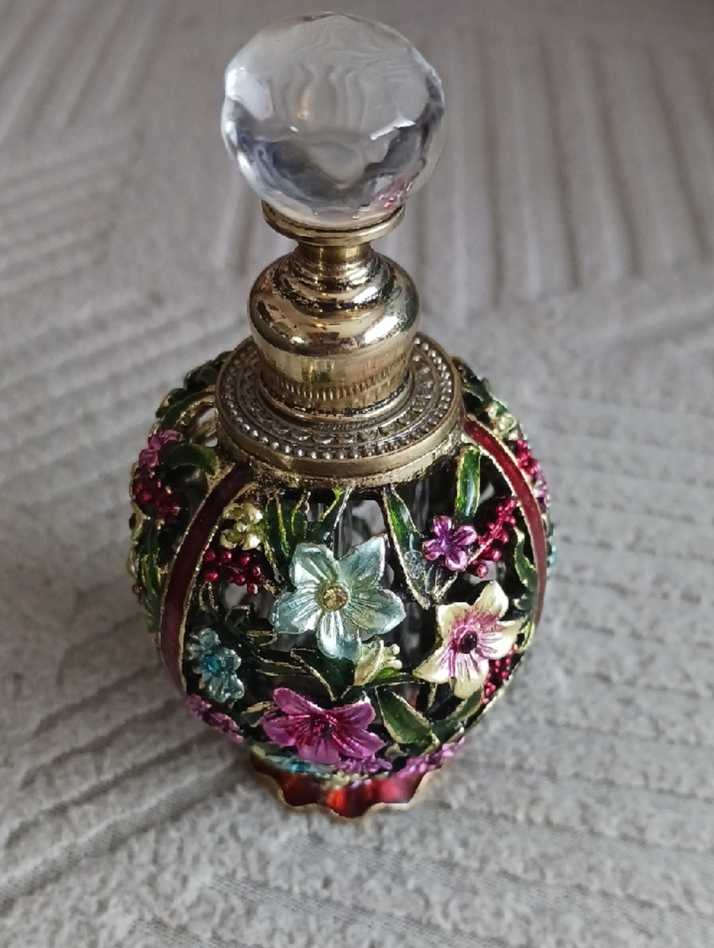 Decorative Floral Glass Perfume Bottle - Multicolor